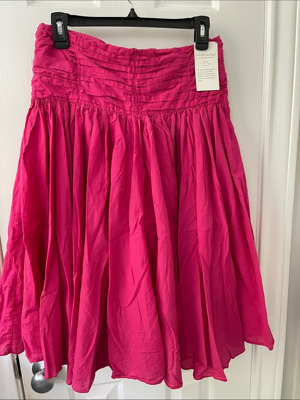 Soft Surroundings Vibrant Hot Pink Gathered Skirt